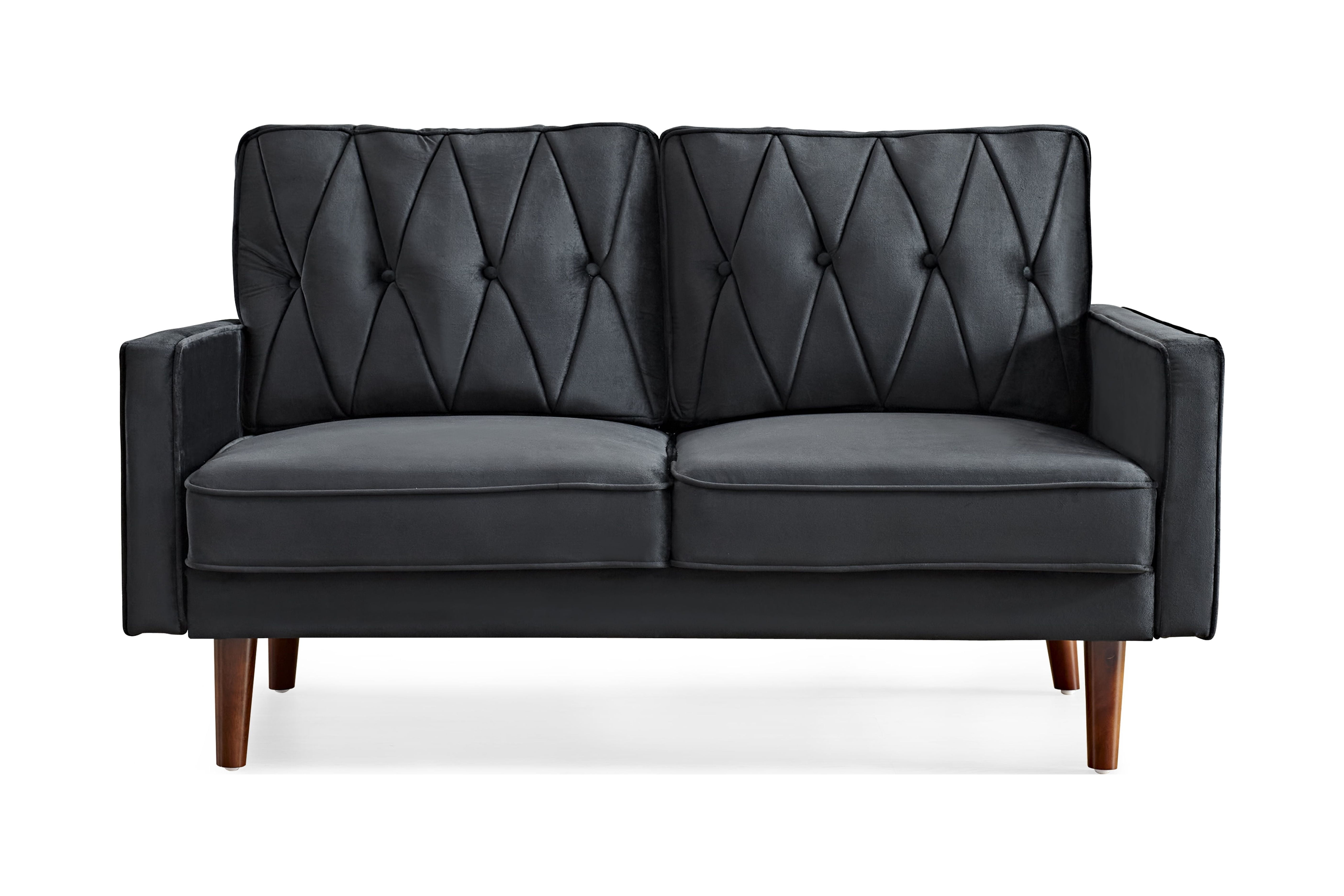US Pride Furniture Tufted Cushion Back 57.5 Wide Loveseat-Black