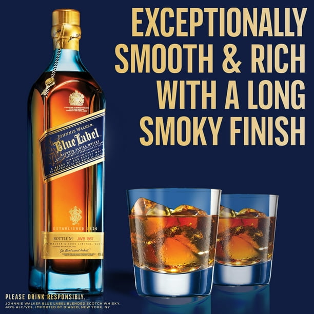 ウイスキー Johnnie Walker Blue Label 40% Johnnie Walker Blue Label Blended Scotch Whisky, 750 mL, 40