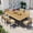 Oatmeal, variant on 7 Pieces Patio Table and Chairs Set of 7, Outdoor Dining Table and Chairs with Umbrella Hole, All-Weather PE Wicker for Backyard and Garden - Brown