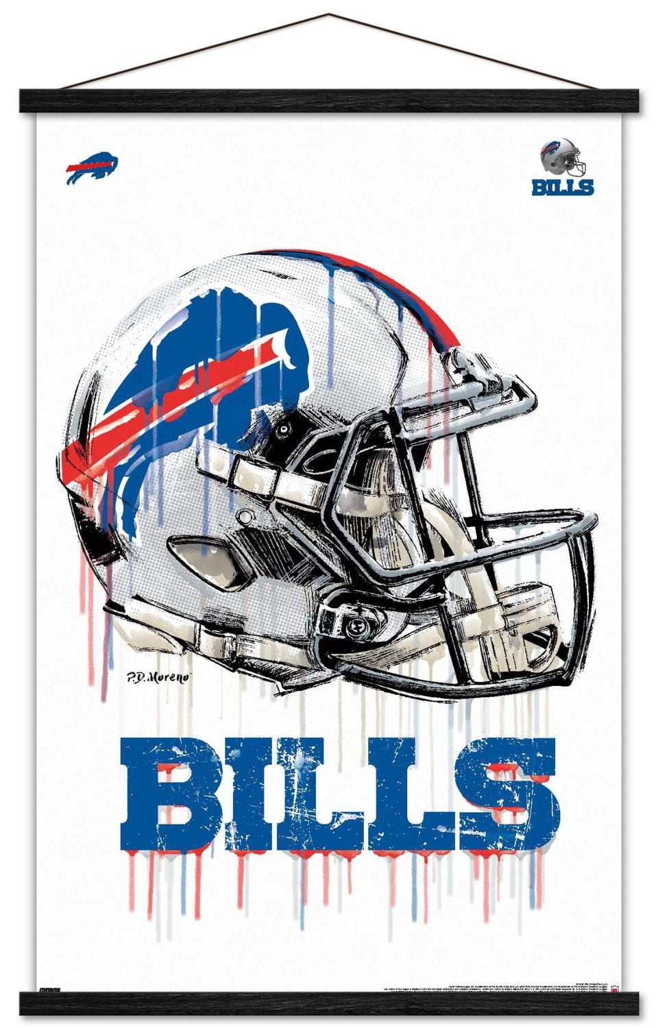 NFL Buffalo Bills - Drip Helmet 20 Wall Poster with Magnetic Frame, 22.375" x 34"
