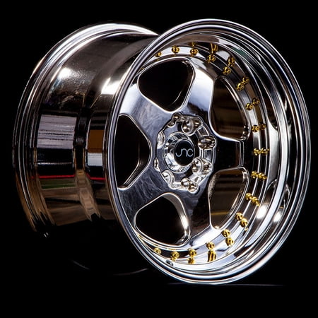 For 17x9 inch (1 Single Wheel Only) JNC Wheels - 17" JNC010 Platinum Gold Rivet Rim - 5x114.3 JNC Wheels-31530733708