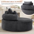 thumbnail image 6 of Muumblus 55" Indoor Round Lounge Chair, Oversized Boneless Accent Barrel Chair, Dark Gray Corduroy, 6 of 10