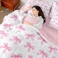 thumbnail image 4 of jejeloiu Cartoon Cute Bowknot 7-Piece Twin Bedding Sets,Girl Pink White Check Bedding Comforter Set For Teens Reversible, 4 of 8