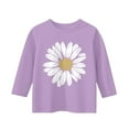 thumbnail image 4 of Kids Girls T Shirts Floral Daisy Graphic Long Sleeve Crewneck Pullover Cute Casual Blouses Tops Light Purple 120, 4 of 5