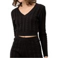 thumbnail image 4 of FashionMille Women Regular Slim Fit V-Neck Crop Top Long Sleeve Pullover Cable Knitted Sweater Top, 4 of 5