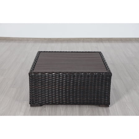 Coffee Table - Espresso Brown Patio Table - Modern Aluminum Frame & Poly Top - 40x20x40