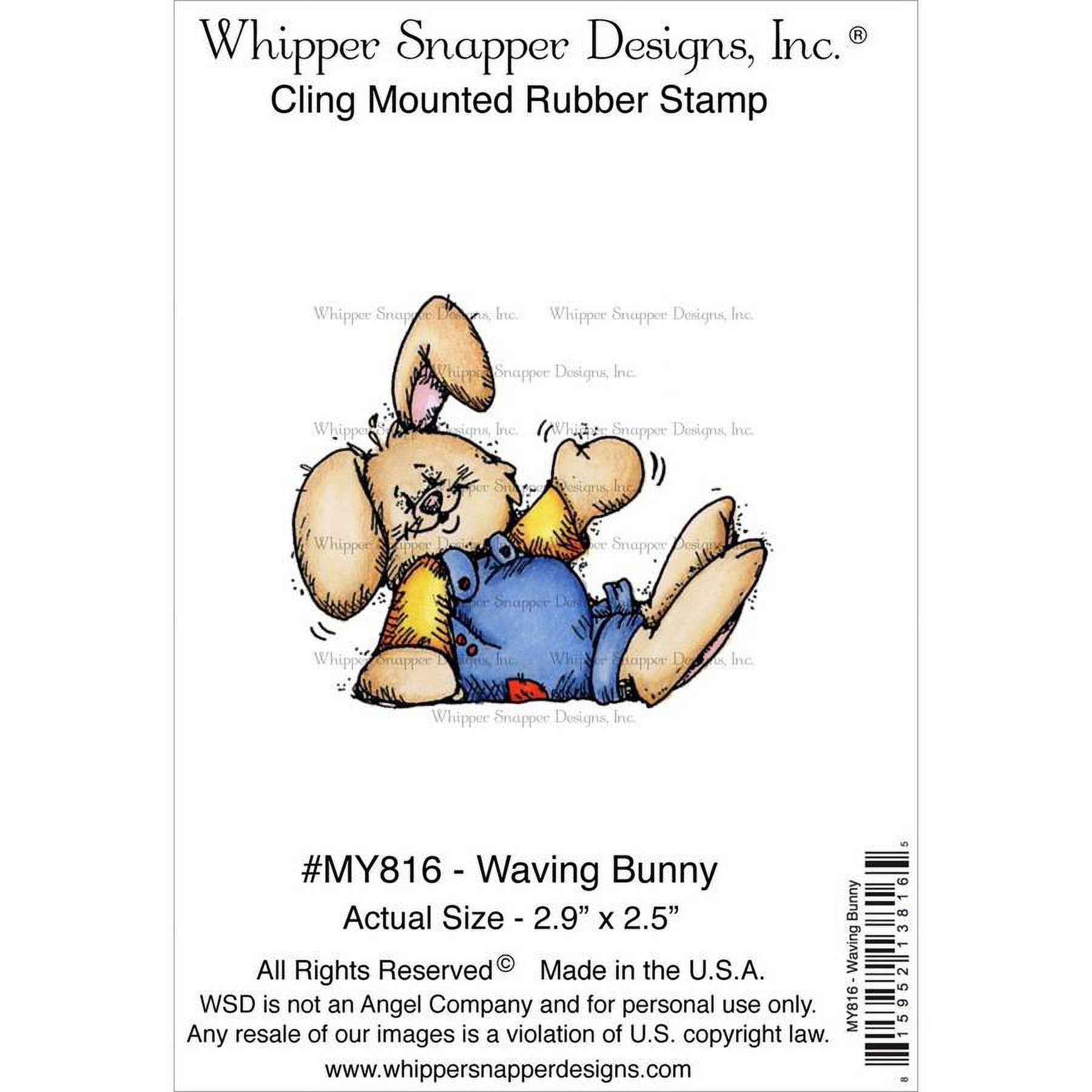 Whipper Snapper Cling Stamp 4"X6"-Waving Bunny, Pk 1, Whipper Snapper Designs