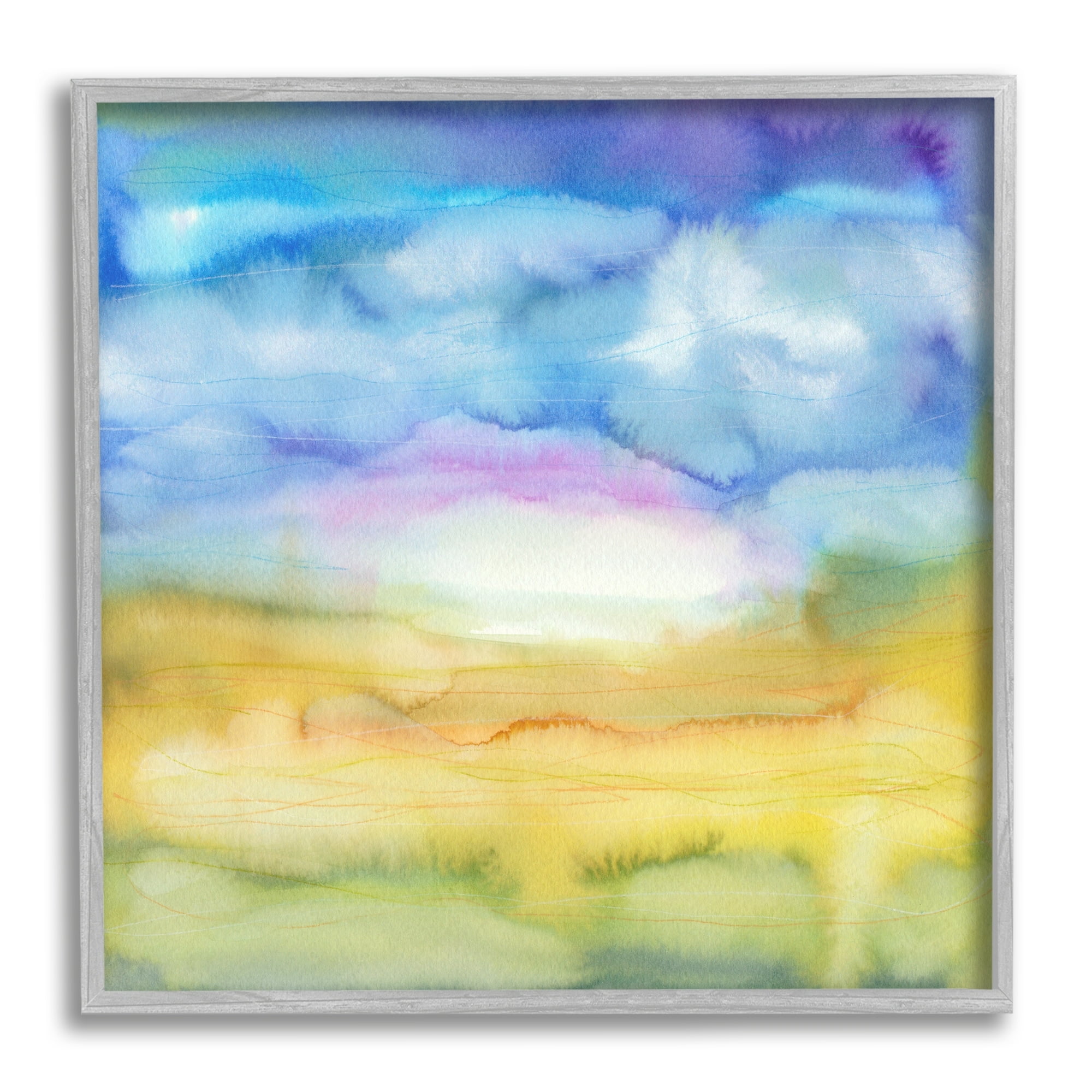 Stupell Industries Ombre Rainbow Abstract Landscape Watercolor Details Painting Gray Framed Art Print Wall Art, Design by Elvira Errico