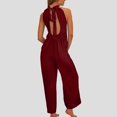 thumbnail image 5 of SRZYMJ Athletic Women's Jumpsuit Stylish Women's Backless Neck Wide Leg Romper Jumpsuit Elegant Evening Party Wear Summer Outfit with Tie Detail for, 5 of 8