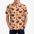 thumbnail image 2 of Balery Thanksgiving Turkey and Pumpkin Printed Men’s Short Sleeve Polo Shirt, Midweight Men's Shirt,Golf Polo shirts -Medium, 2 of 8