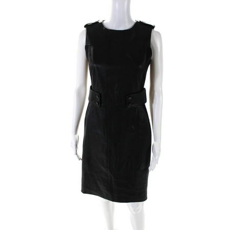 

Pre-owned|Tory Burch Womens Leather Sleeveless Sheath Dress Black Size 2