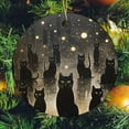 thumbnail image 2 of Ornament Black Cats with Golden Stars Ceramic Double Sided Tree Xmas Ornament Rustic Halloween Christmas Tree Decorations Merry Xmas for Family & Friends, 2 of 8