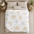 thumbnail image 5 of Gold Snowflake Fantasy, Festive Holiday Scene, Warm Flannel Blanket for Sunroom and Reading Nook with Detailed Artwork, Art Lovers Thanksgiving Gift, Festive Home Decor, 5 of 9