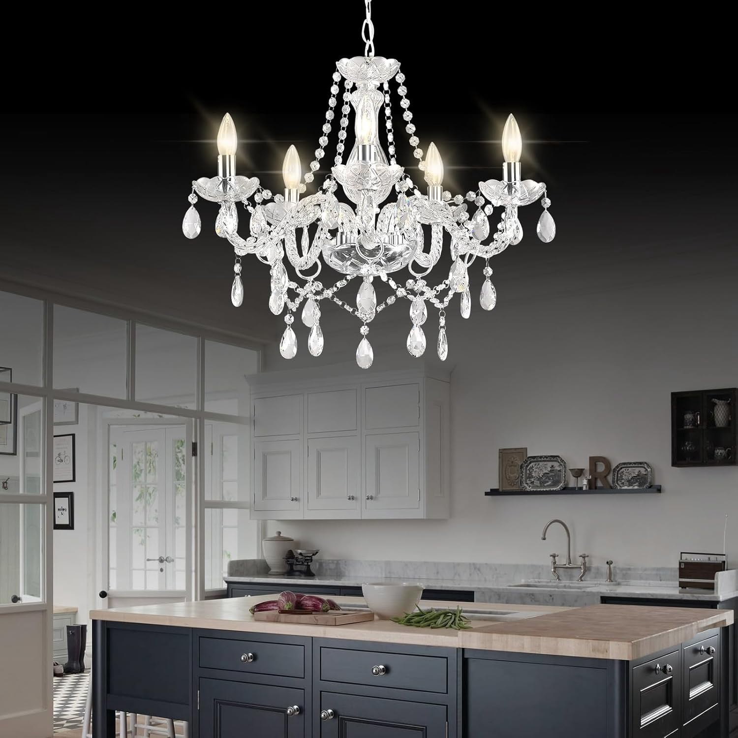 AOLALA 5-Light Modern Painting Corded Electric Kitchen Island Chandeliers