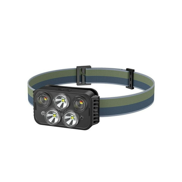 Billuyoard Linterna frontal con carga USB, resistente al agua, portátil, para acampar, pescar, escalar, luz de cabeza, linterna, lámpara de iluminación Iluminación y accesorios 5 cabezas Billuyoard HA073740-02