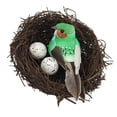 thumbnail image 3 of Pájaro con plumas artificiales con de pájaros y estatuilla de huevo de pájaros Estatua de animal para decoración interior y exterior, 3 of 9