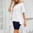 thumbnail image 6 of Inverlee Womens Raglan Round Neck Short Sleeve Sweatshirts Side Slit Loose Fit Lightweight Casual Tops Lounge Soft Stretchy Everyday Tees, 6 of 9