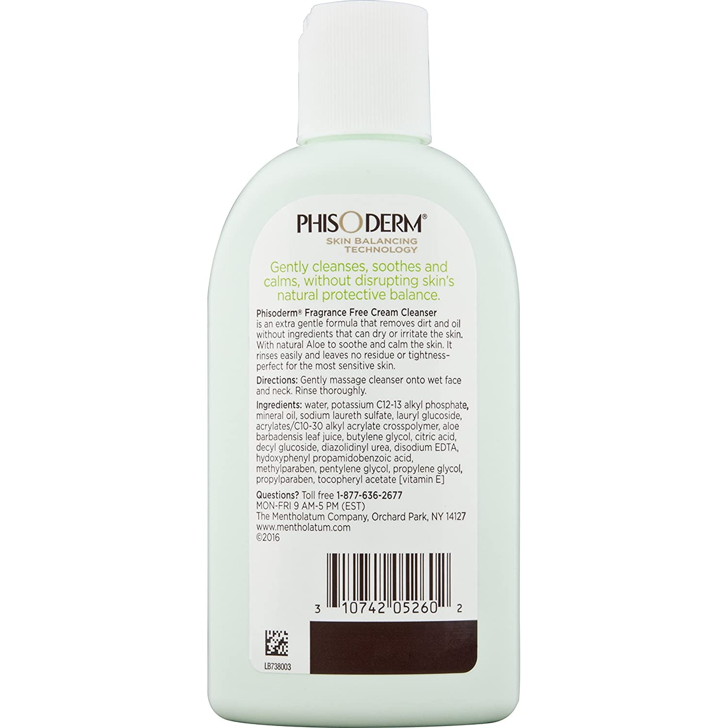 Phisoderm Fragrance Free Cream Cleanser, Sensitive Skin 6 fl oz Pack of 3