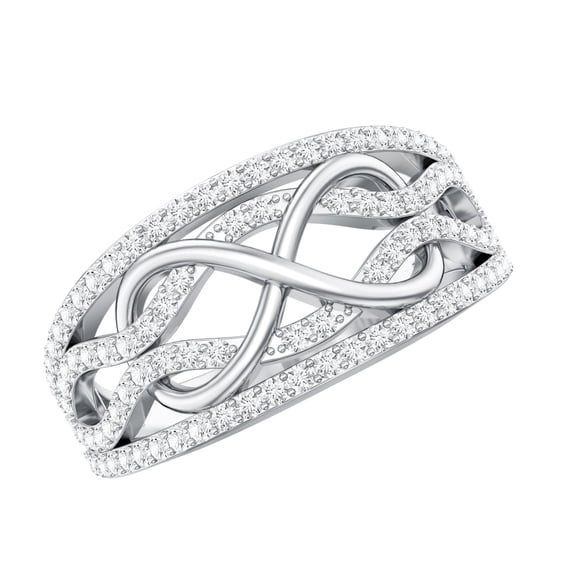 Rosec Jewels Lab Created Diamond Anniversary Ring - Designer Infinity Ring - EF-VS Quality, 925 Sterling Silver, US 4.00