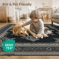 thumbnail image 4 of ODIKA 9'x12' Washable Area Rug Non-Shedding, Easy Care Farmhouse Symmetrical Motif Delicate Interlocking Desk Dining for Master Suite, California King, Under Bed, 4 of 7