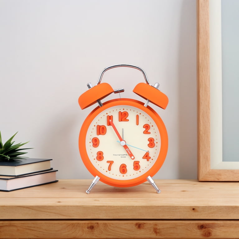 Unique Bargains Loud Alarm Twin Bell Alarm Clock Orange 4.6