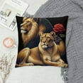 thumbnail image 2 of GOSMITH  Lion Rose Pillow Cover ,Wildlife Animals Red Rose African Couple Lion Farmhouse Country Print Throw Pillow Cover Set for Couch Sofa Living Room, 2 of 5