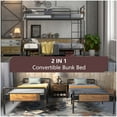 thumbnail image 3 of Alohappy Twin Over Twin Bunk Bed, Convertible Twin Bunk Beds Into 2 Individual Bed, Removable Ladder & Safety Guard Rail for Kids, Modern Industrial Style, Easy Assembly, No Box Spring Needed (Brown), 3 of 10