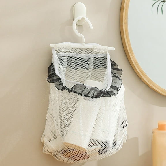 Home Textile Storage Reusable Clothespin Bag With Hanger Versatile Hanging Storage Mesh Bag For Over The Door Laundry Organization Solution
