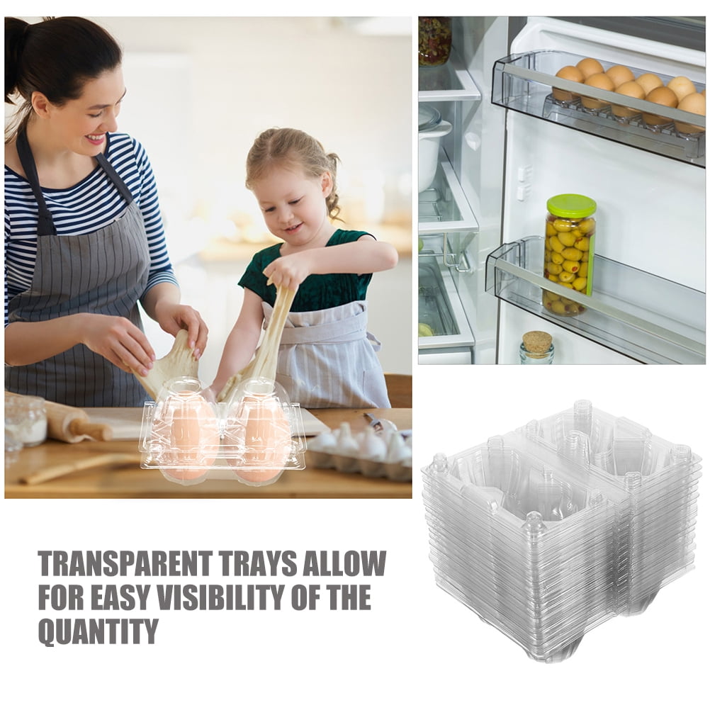BERTDOMD 100-Pack Clear 2-Slot Storage Cartons, Reusable Chicken Containers and Trays for Kitchen Organization and Food Storage