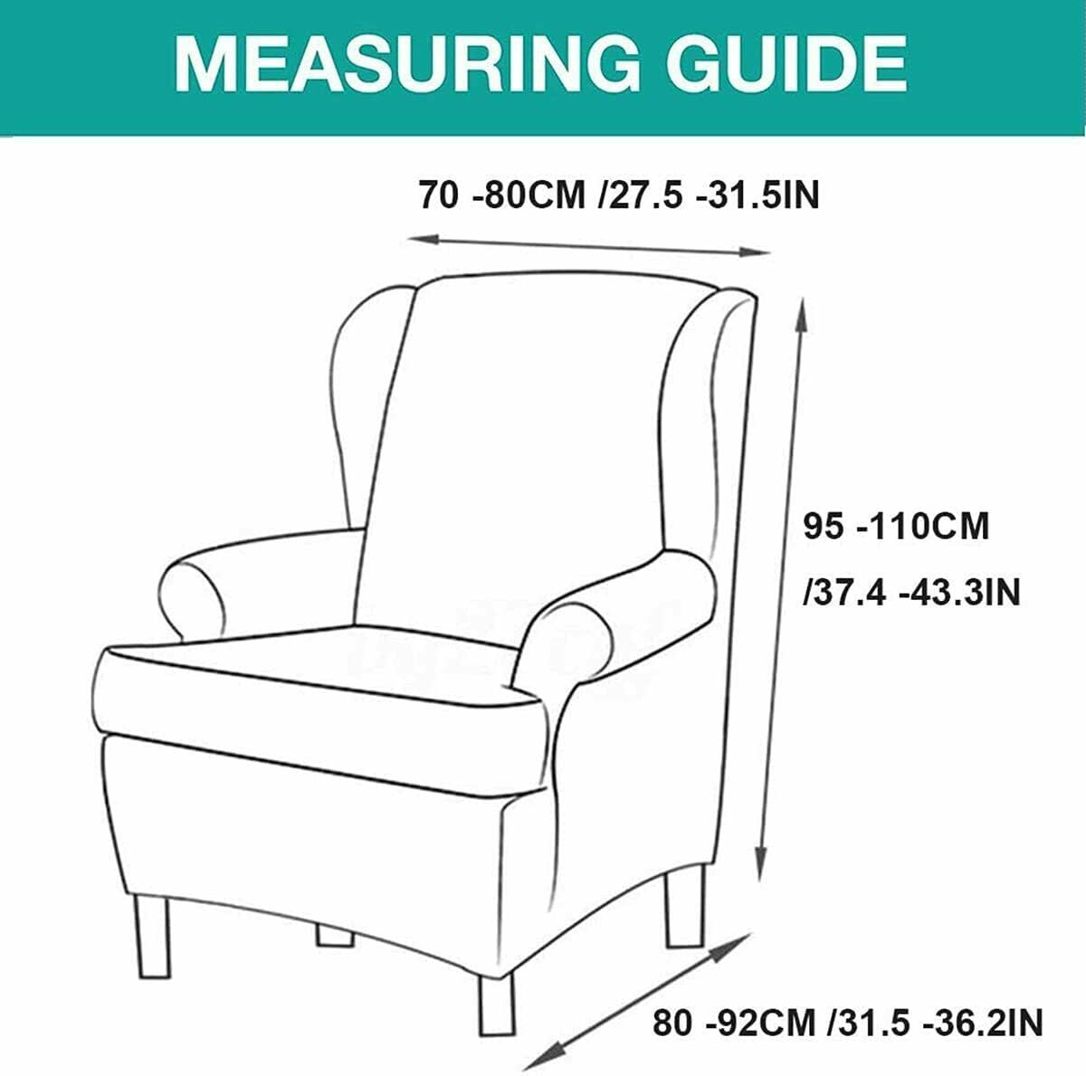 SHANNA Wingback Chair Slipcover Sofa Furniture Protector 2-Piece Armchair Covers with Seperate Seat Cushion Cover