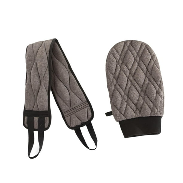 2 guantes de ducha para fregar la espalda, ideales para usar en casa o para viajes. gris oscuro