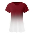 thumbnail image 5 of Pntutb Womens Plus Size Fashion Printing Casual Gradient V-Neck Short Sleeve Loose T-Shirt Tops, 5 of 6