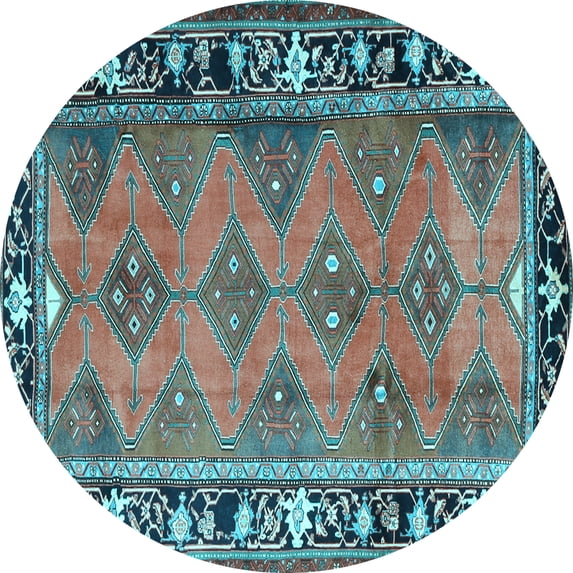 Ahgly Company Indoor Round Persian Light Blue Traditional Area Rugs, 6' Round