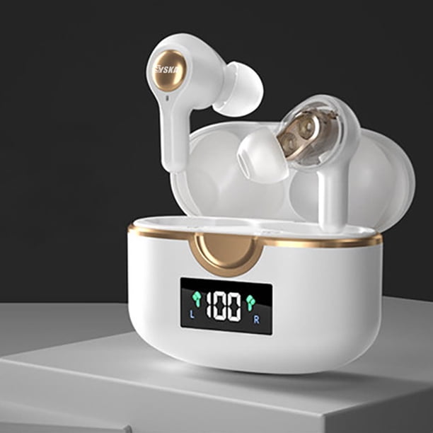 Ganfancp In-Ear 5.0 Auriculares Bluetooth con Subwoofer de Cuatro Altavoces y Doble Anillo Móvil con Pantalla Giratoria Ofertas y Liquidaciones 2*Auriculares, 1*Compartimento de Carga, 1*Cable de Car