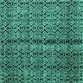 thumbnail image 1 of Ahgly Company Machine Washable Indoor Square Abstract Turquoise Blue Modern Area Rugs, 6' Square, 1 of 4