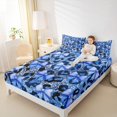 thumbnail image 4 of Manfei Chic Blue Ribbon Bed Sheets for Kids, Bling Cheetah Print King Sheets, Fashion Bowknot Style Sheet Set, Luxury Bedroom Decor, 4 Pieces, 4 of 7