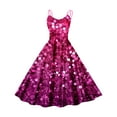 thumbnail image 2 of Viikei Women's Pleated Short Sleeve Dress,Women's Valentine's Day Sparkling Print Cute Retro Strap Dress Pink XL, 2 of 3