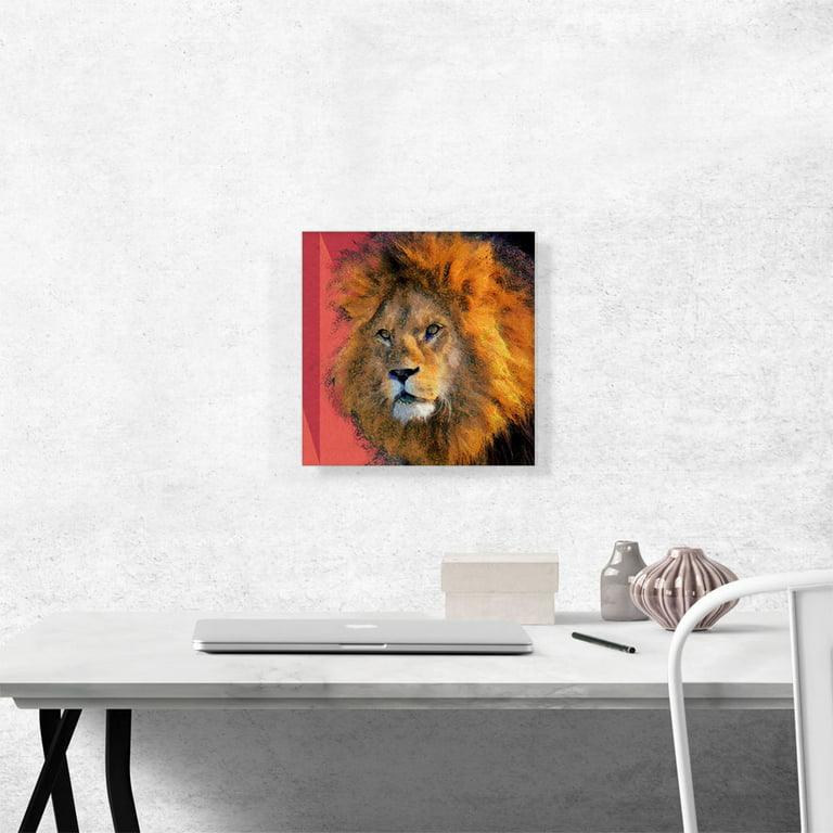 ARTCANVAS Lion Painting Home Decor Square Canvas Art Print - Size: 12 x  12 (0.75 Deep) 