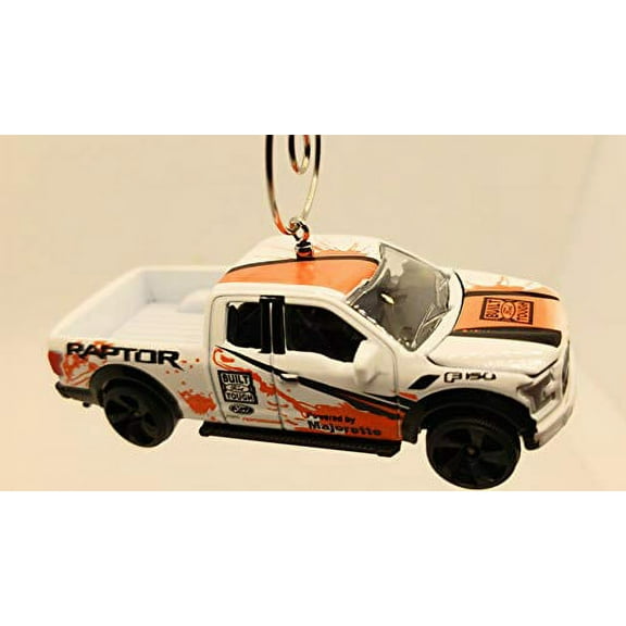 Ford F-150 Raptor Christmas Ornament 1:64 White Orange
