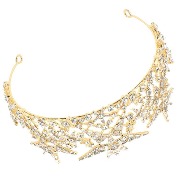 OUNONA Golden Crystal Headband - Elegant Bridal and Party Headdress 1Pc