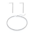 thumbnail image 1 of Mercie Sterling Silver Rhodium Plated Silver Tennis Bracelet and Earring Set, Cubic Zirconia Jewellery for Women, 1 of 10