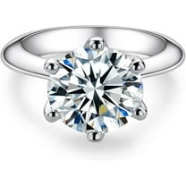 "1/2/3/5CT Six Prong Solitaire Moissanite Ring | 925 Sterling Silver Engagement & Wedding Rings | Anniversary Gift with Certificate"