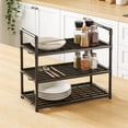 thumbnail image 6 of FEOLGEHLY Expandable Kitchen Shelf Organizer, 3-Tier Countertop Microwave Stand with Hooks, Adjustable Spice Rack and Coffee Bar Storage Shelf, Black Metal Frame for Kitchen and Bathroom, 6 of 6
