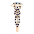 thumbnail image 4 of Dazzlingrock Collection 6X4mm Oval Aquamarine with Round Blue Sapphire & White Diamond Interweaving Double Halo Wedding Ring for Women in 18K Rose Gold, Size 8, 4 of 6