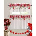 thumbnail image 2 of Valentine's Day Kitchen Curtains Valances and Tiers Set of 3, 24 Inch Length Tier Curtains and Valance Rod Pocket Valance Curtains Set for Kitchen Bathroom Small Windows, 2 of 8