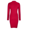 thumbnail image 6 of Women Dresses Plus Long Sleeved Solid Sexy High Collar Fashion Dresses Drawstring Fashion Dresses Red Trendy Skirt Size S, 6 of 7