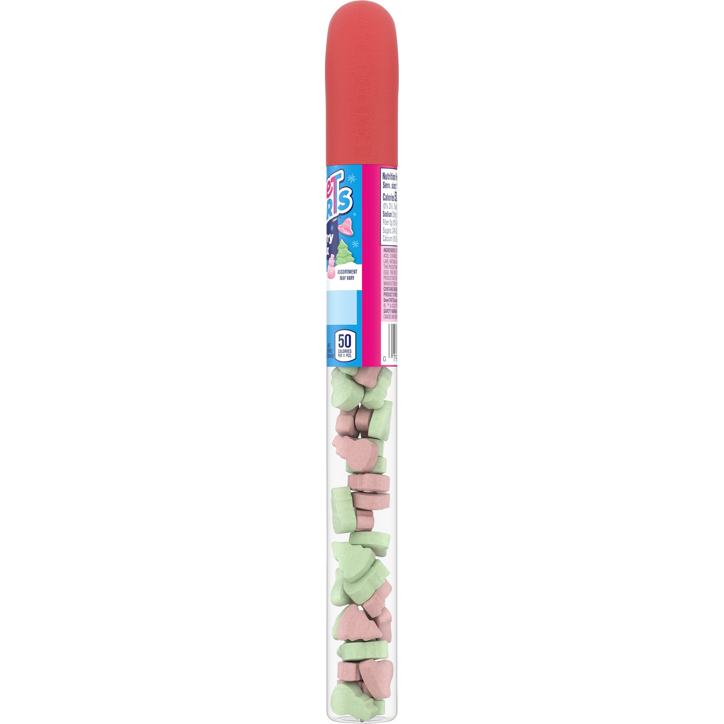 (2 pack) SweeTARTS Merry Mix, Holiday Cane Tube, Stocking Stuffer, 1.2 oz