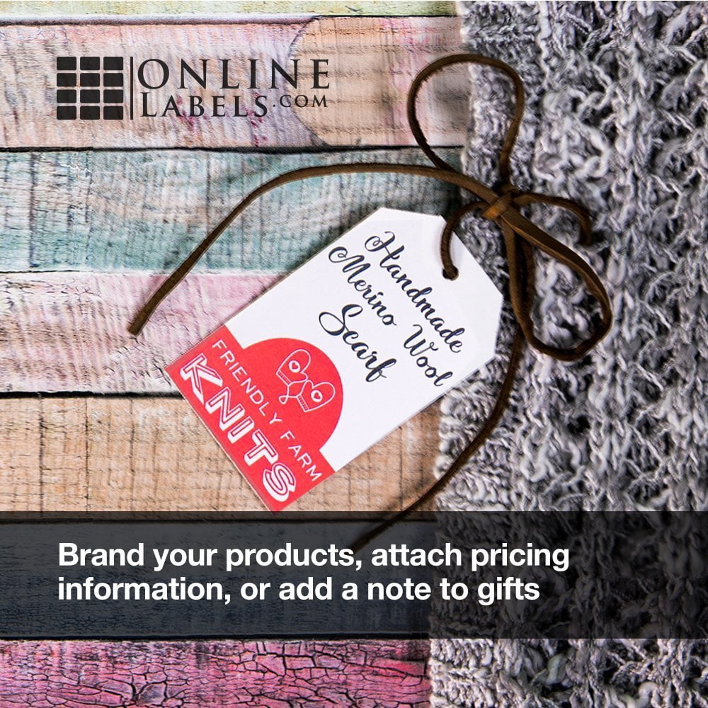 Printable Tags - 1.75 x 3 - Cardstock - Inkjet/Laser Printer - Online Labels (100 Sheet Pack)