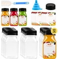 thumbnail image 1 of Baomifa-12 Pcs Mini Bouteilles de Jus en Plastique 4oz avec Bouchons pour Jus & Smoothies, Bouteilles Vides Réutilisables Transparentes avec Étiquette, Entonnoir et Brosse, Contenants de Boisson en Vrac avec Couvercles pour Mini Réfrigérateur, 1 of 4