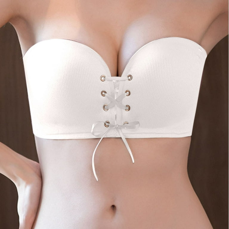 SELONE Bras for Women Push Up Strapless Front Closure Clip Zip Front Snap  Front Hook Close Sagging Breasts Seamless Front Strap Anti Slip Strip  Gathered Wipe Chest Type Anti Slip Traceless White